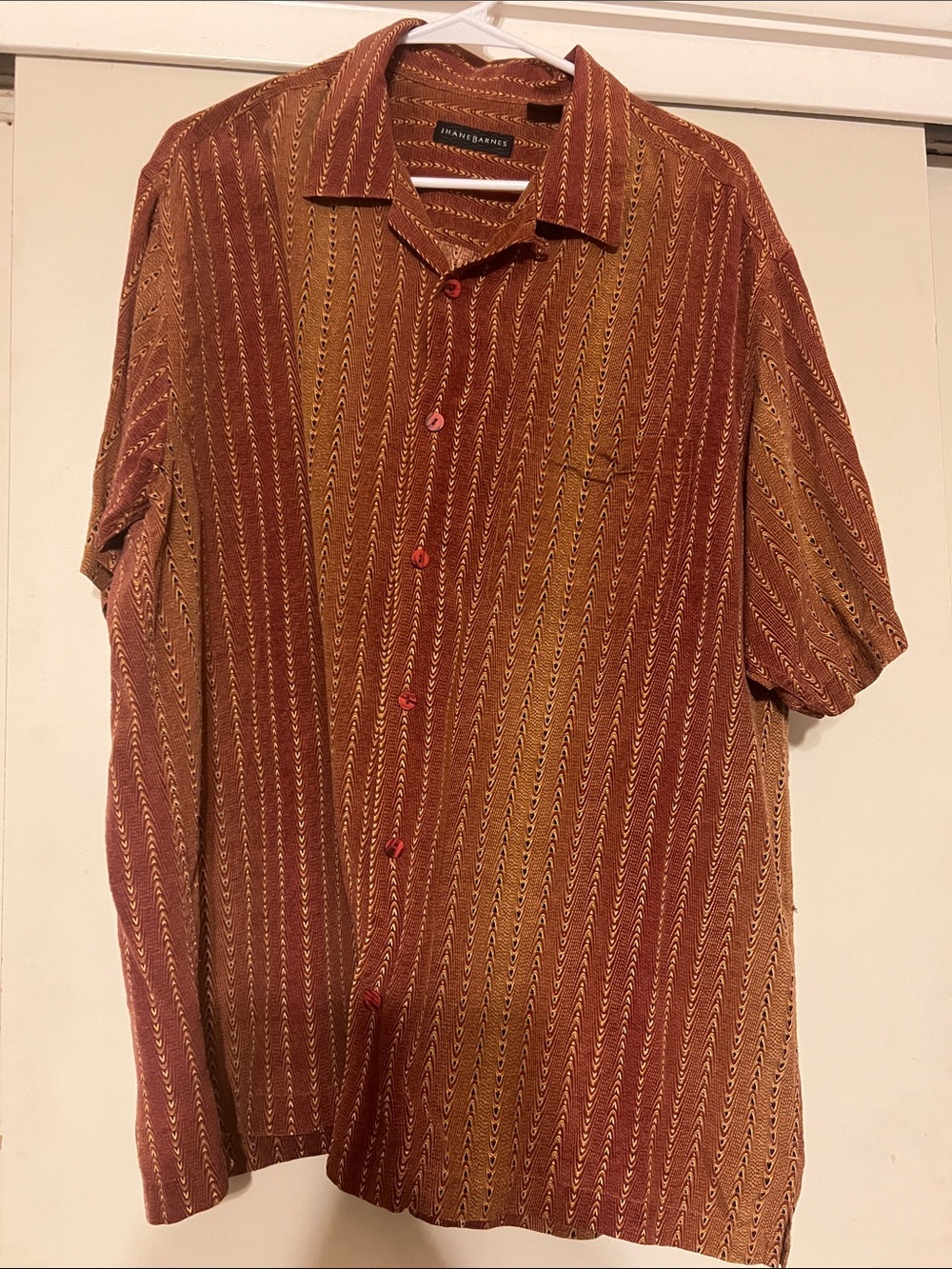 Jhane Barnes Rust and Yellow Patterned Button-Down Shirt